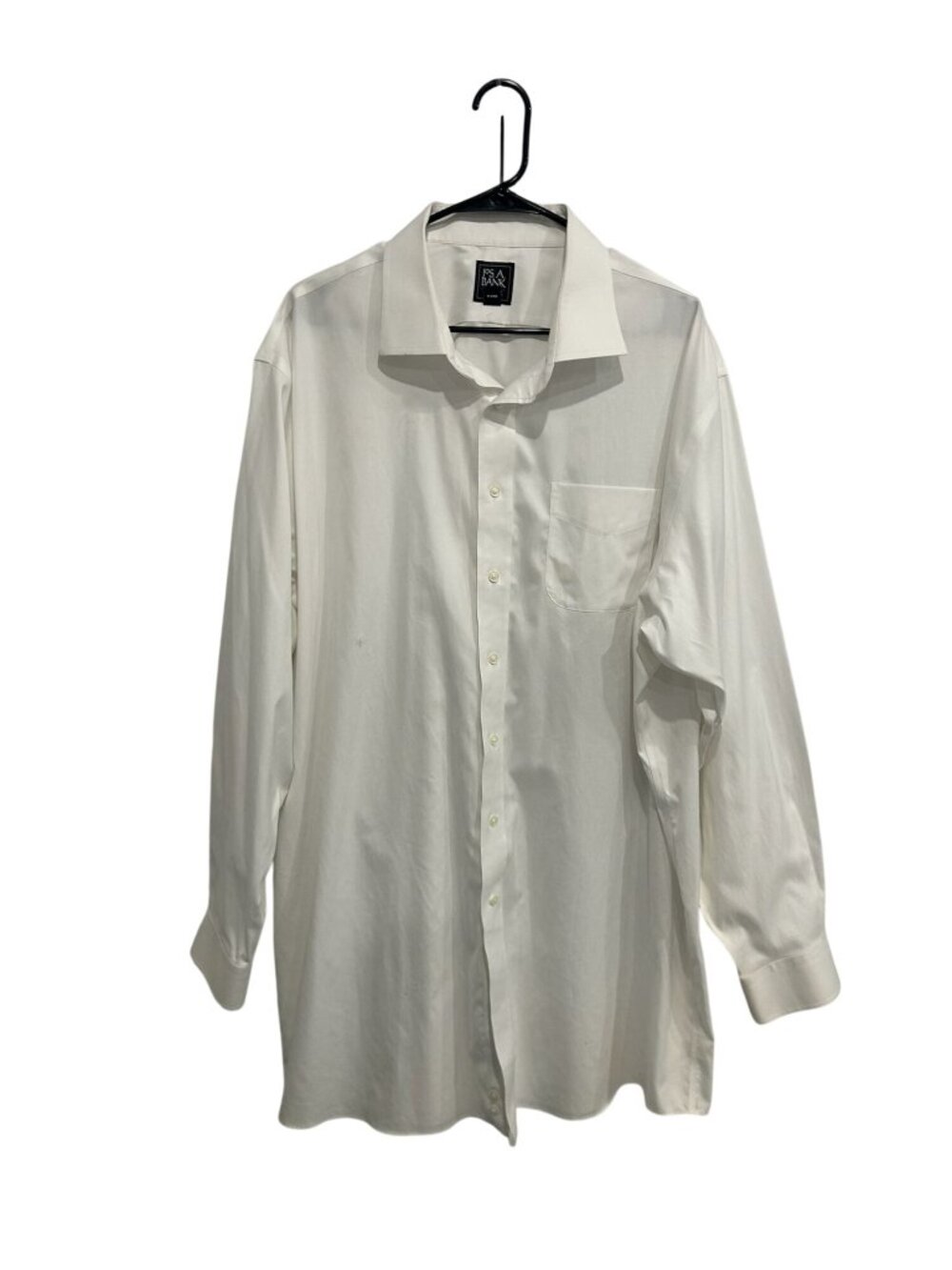 Jos A Bank 18.5 Mens Traveler White Traditional Fit Dress Shirt Minimalist